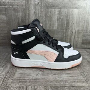 Puma Rebound Layup Women's size 6 Black Pink Midtop Shoes 394891-40